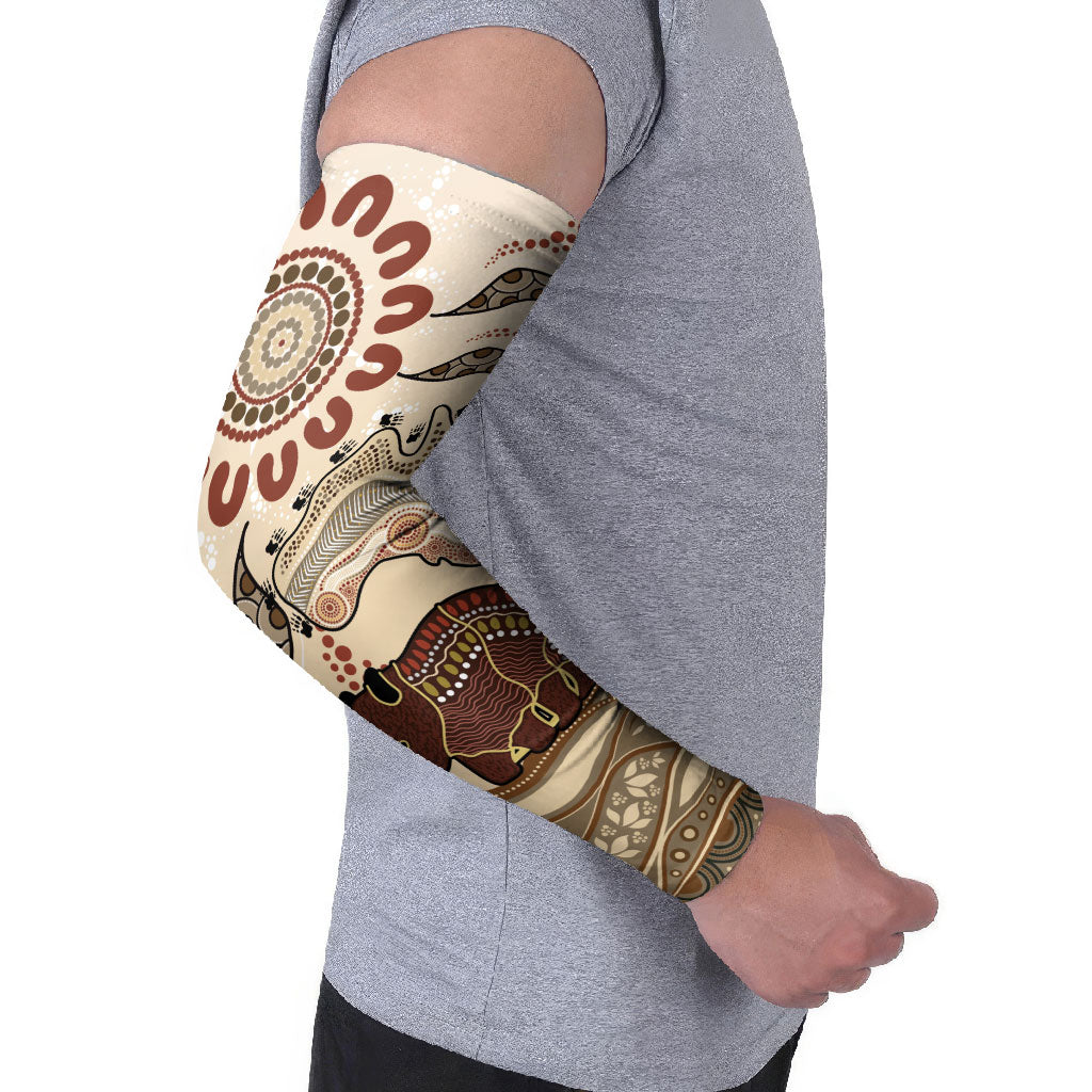 Australia Wombat Arm Sleeves Aussie Map Aboriginal Pattern
