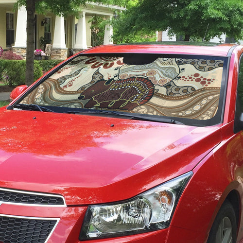 Australia Wombat Auto Sun Shade Aussie Map Aboriginal Pattern