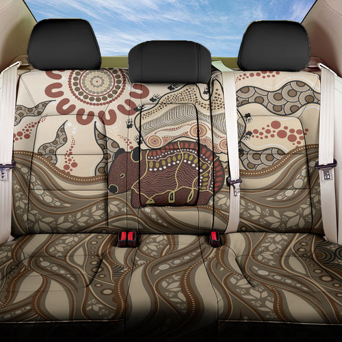 Australia Wombat Back Car Seat Cover Aussie Map Aboriginal Pattern