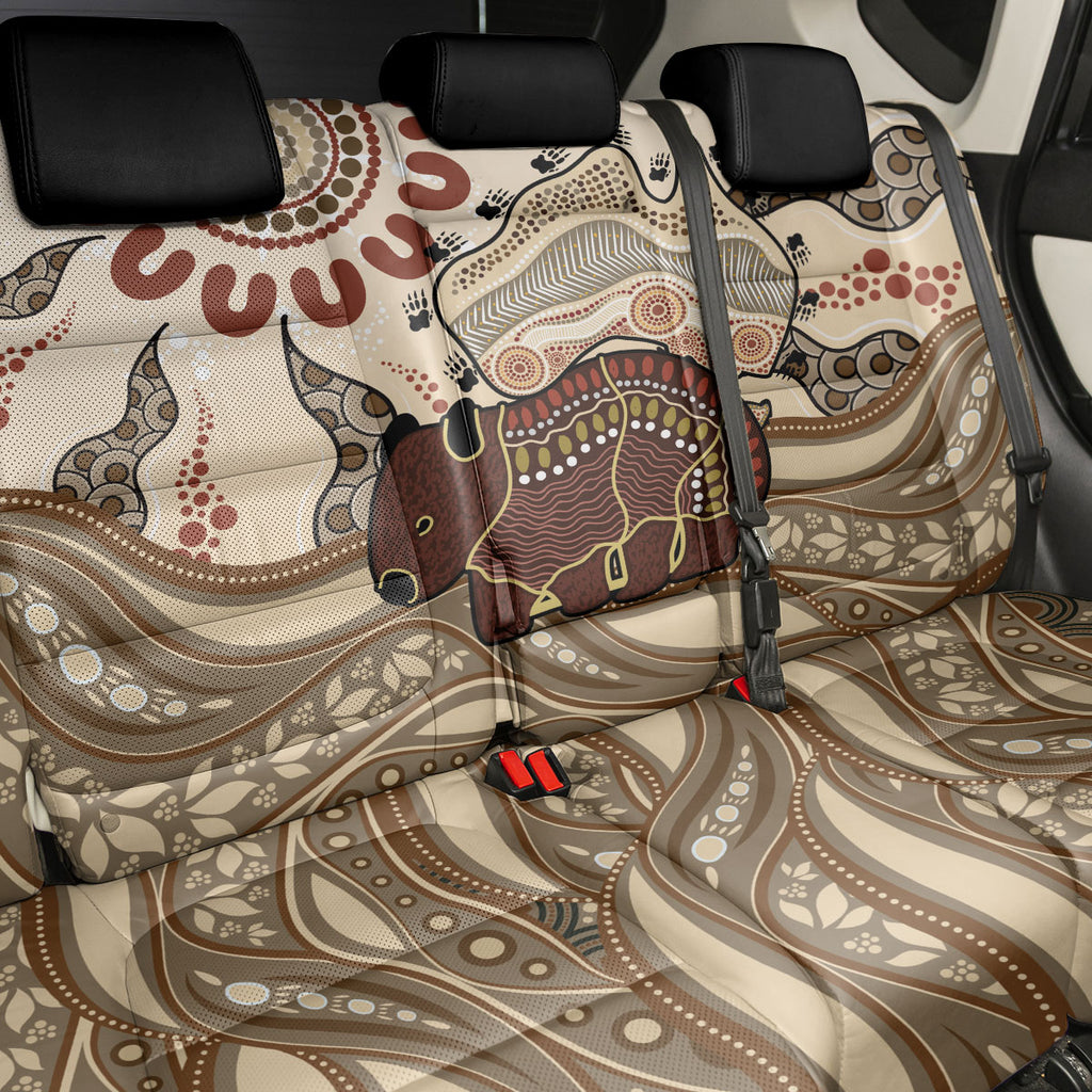 Australia Wombat Back Car Seat Cover Aussie Map Aboriginal Pattern