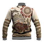 Australia Wombat Baseball Jacket Aussie Map Aboriginal Pattern