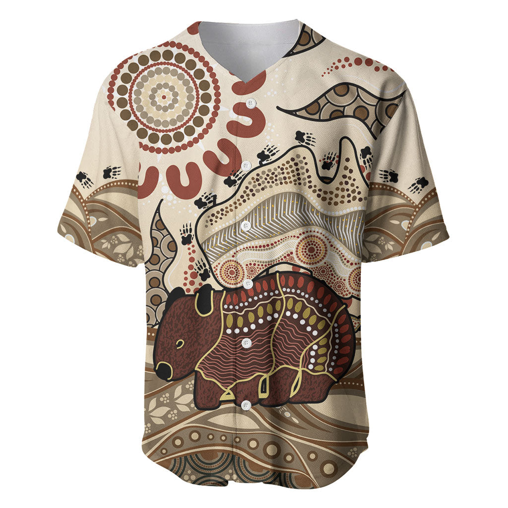 Australia Wombat Baseball Jersey Aussie Map Aboriginal Pattern