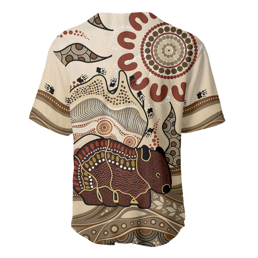 Australia Wombat Baseball Jersey Aussie Map Aboriginal Pattern