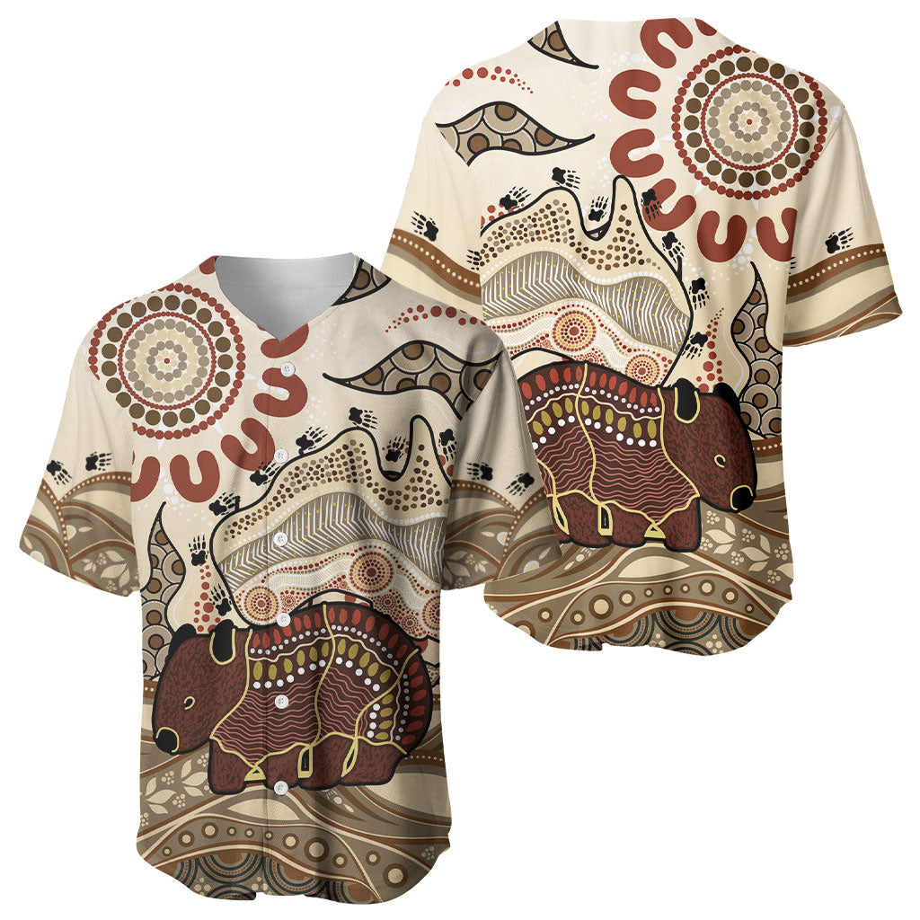 Australia Wombat Baseball Jersey Aussie Map Aboriginal Pattern