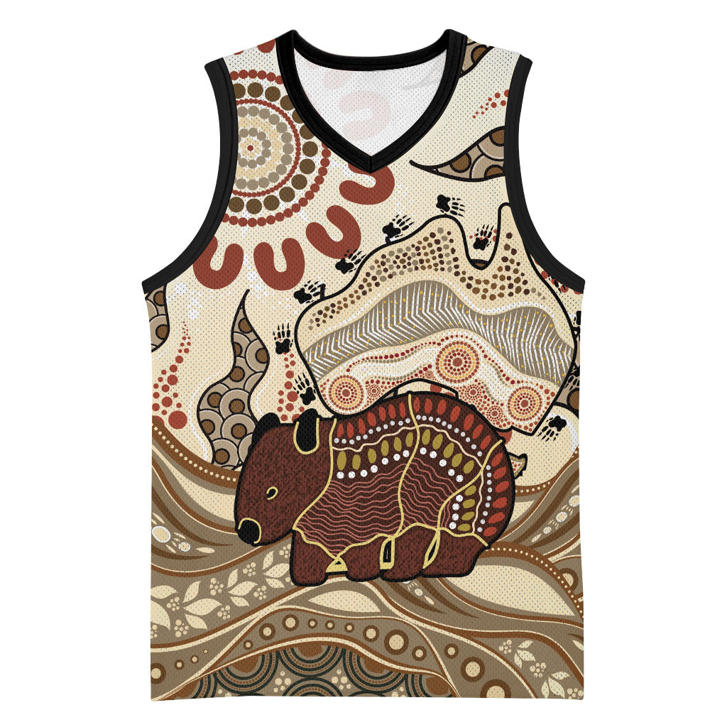 Australia Wombat Basketball Jersey Aussie Map Aboriginal Pattern