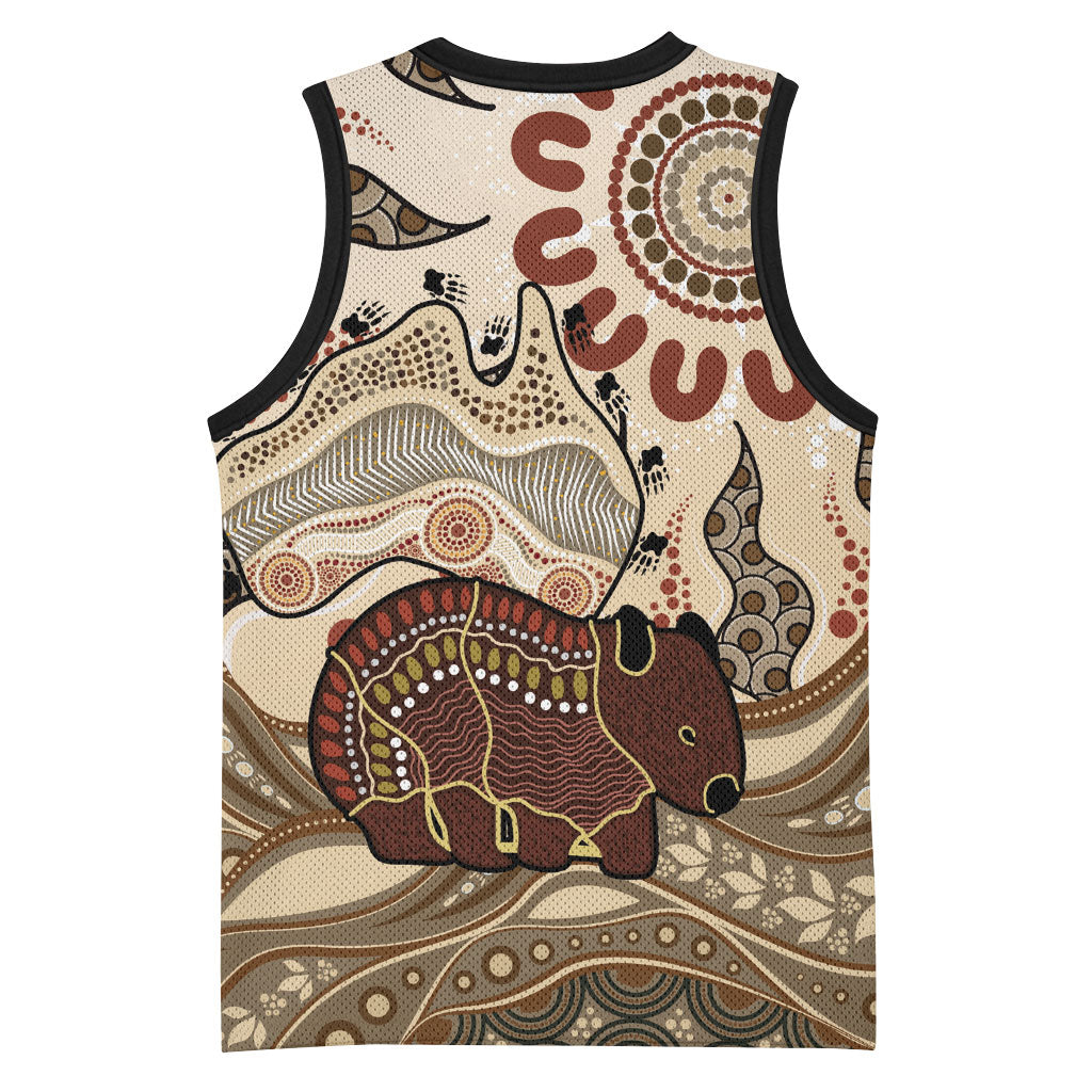 Australia Wombat Basketball Jersey Aussie Map Aboriginal Pattern
