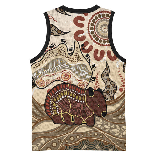 Australia Wombat Basketball Jersey Aussie Map Aboriginal Pattern