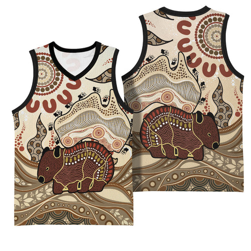 Australia Wombat Basketball Jersey Aussie Map Aboriginal Pattern