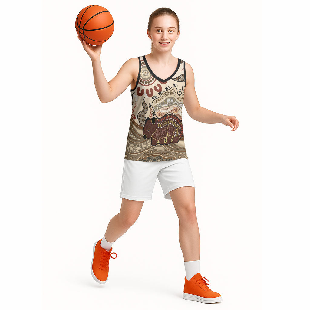 Australia Wombat Basketball Jersey Aussie Map Aboriginal Pattern