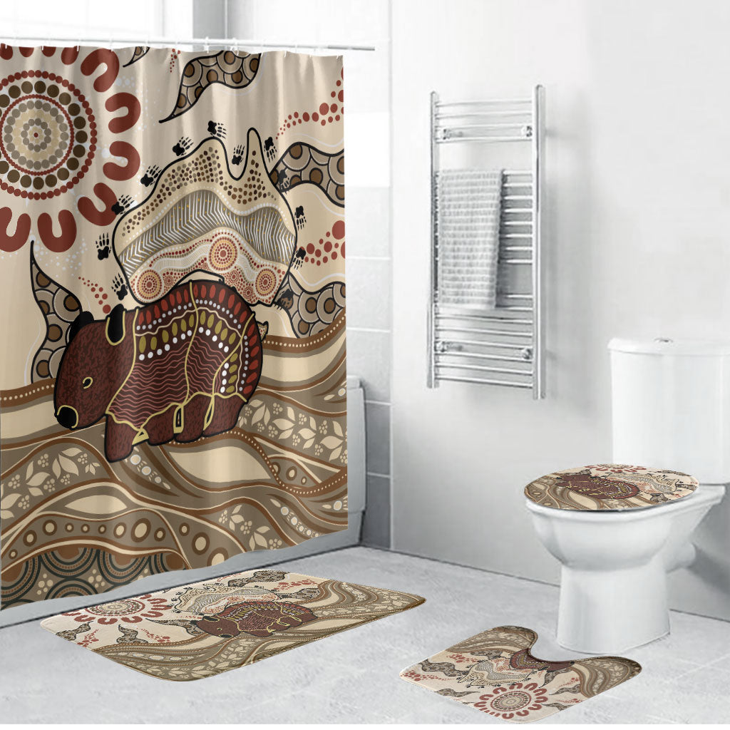Australia Wombat Bathroom Set Aussie Map Aboriginal Pattern