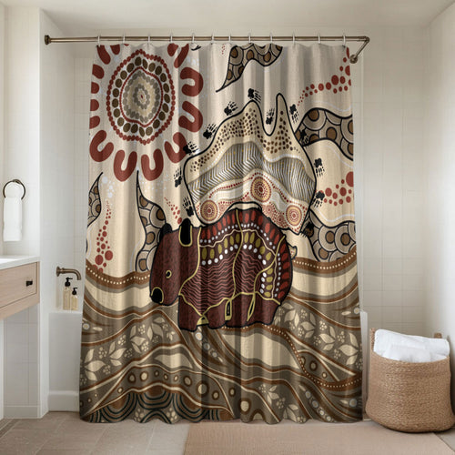Australia Wombat Bathroom Set Aussie Map Aboriginal Pattern
