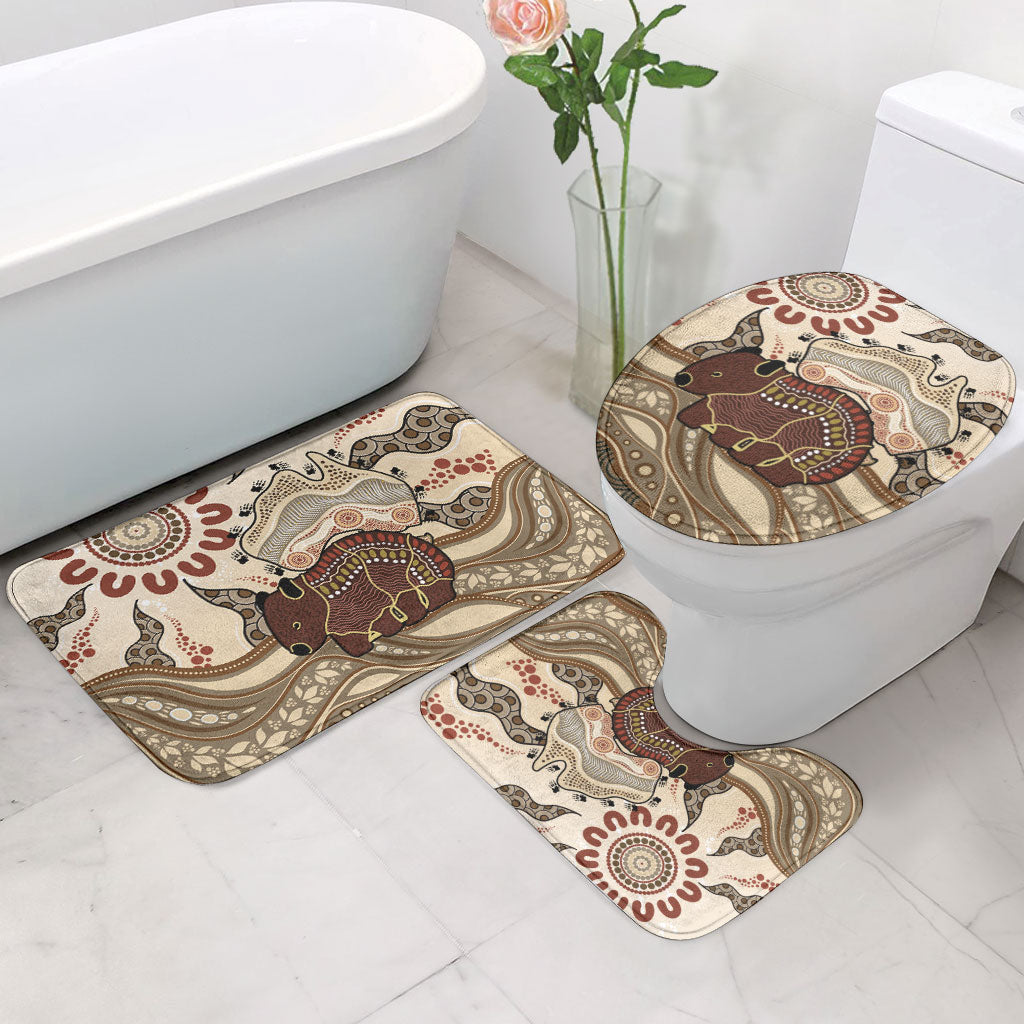 Australia Wombat Bathroom Set Aussie Map Aboriginal Pattern