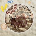 Australia Wombat Beach Blanket Aussie Map Aboriginal Pattern