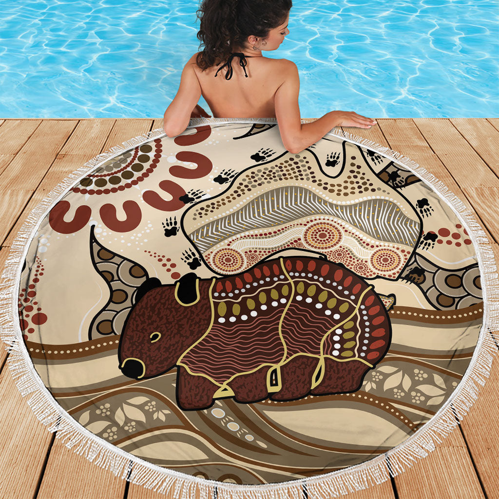 Australia Wombat Beach Blanket Aussie Map Aboriginal Pattern