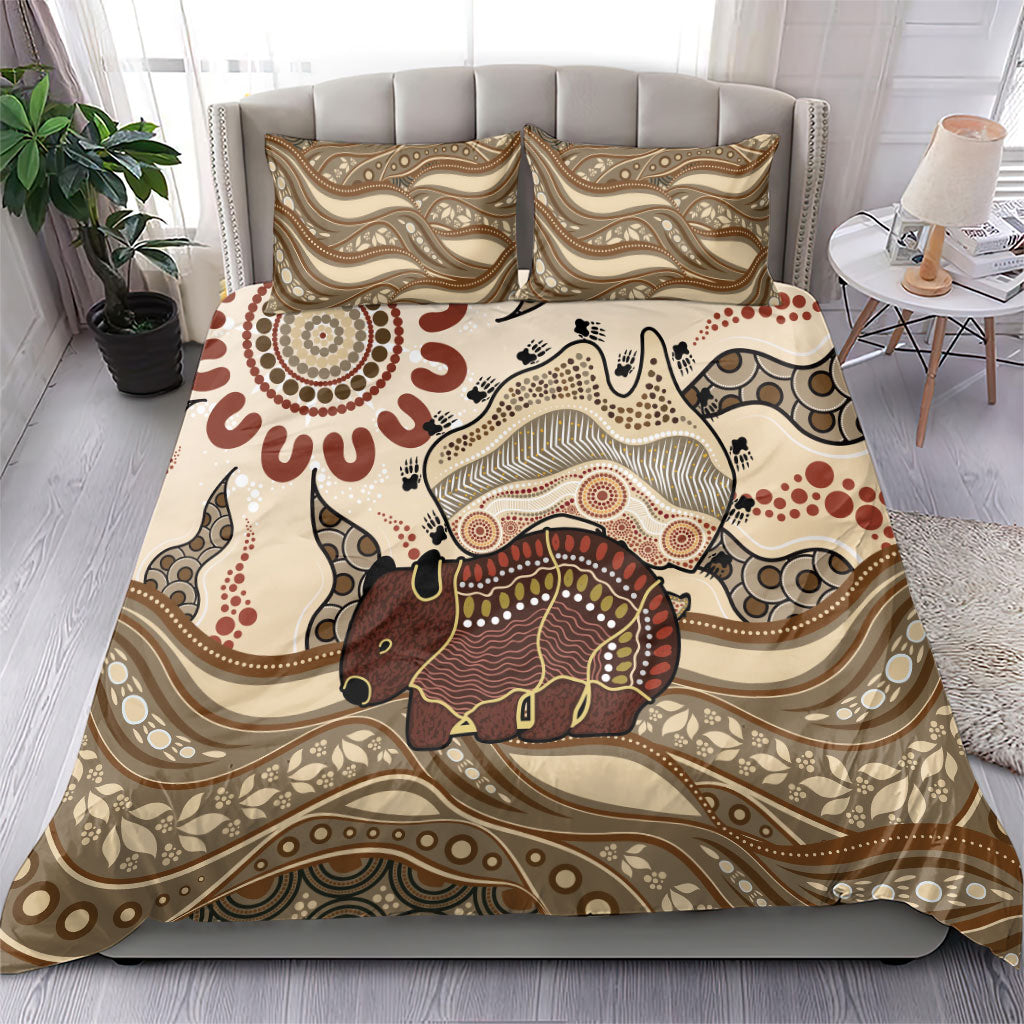 Australia Wombat Bedding Set Aussie Map Aboriginal Pattern