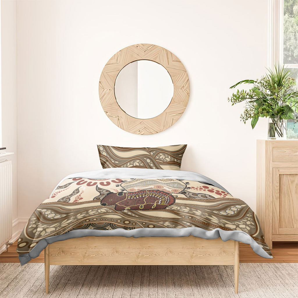 Australia Wombat Bedding Set Aussie Map Aboriginal Pattern