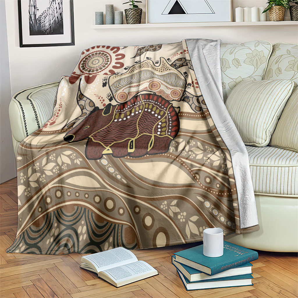 Australia Wombat Blanket Aussie Map Aboriginal Pattern