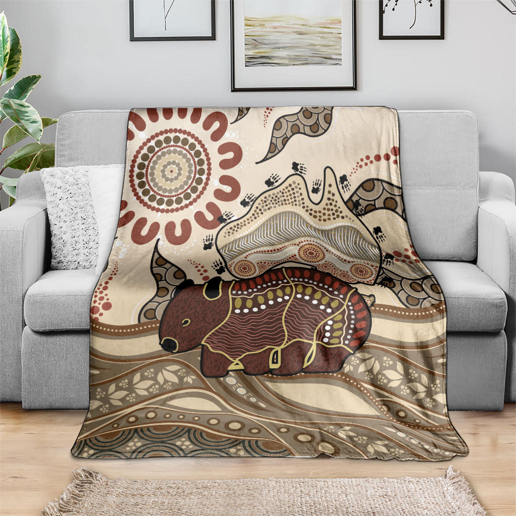 Australia Wombat Blanket Aussie Map Aboriginal Pattern