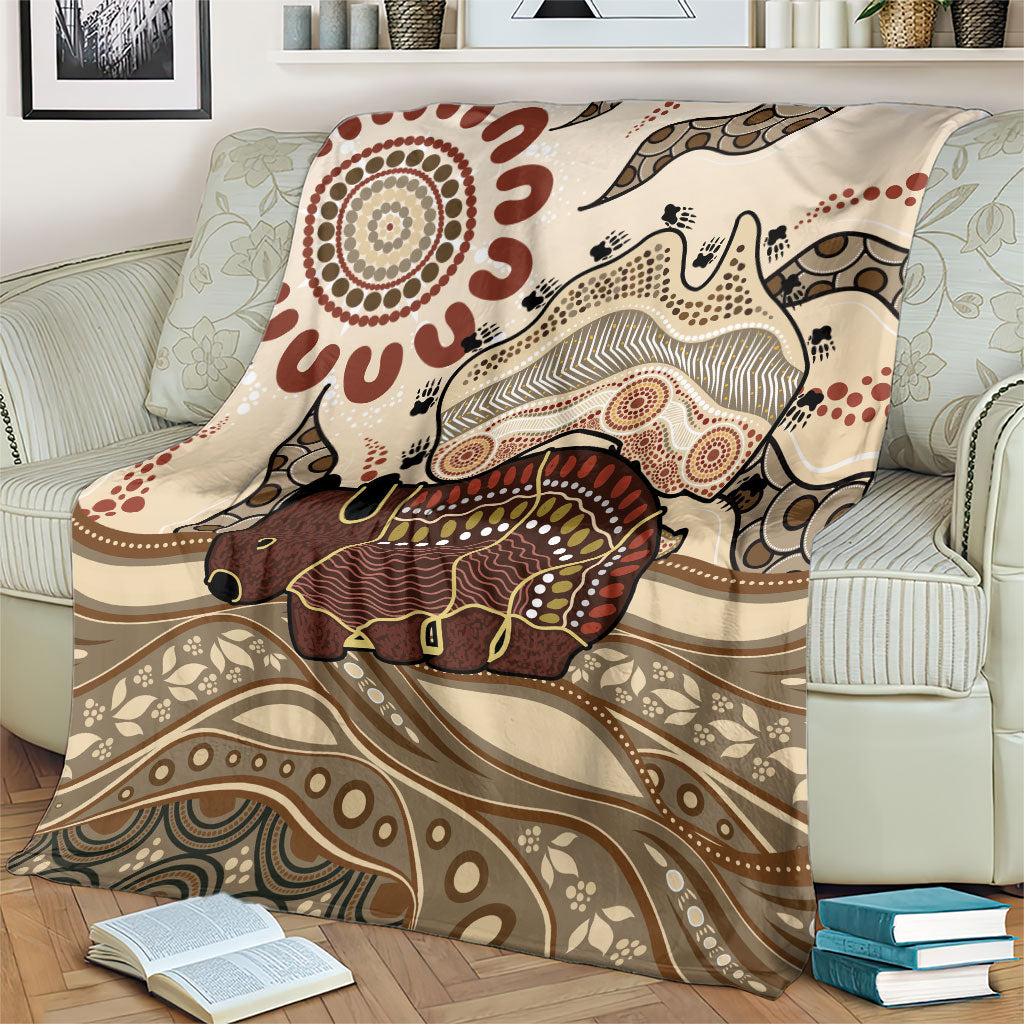 Australia Wombat Blanket Aussie Map Aboriginal Pattern