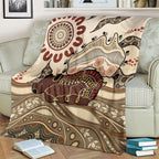 Australia Wombat Blanket Aussie Map Aboriginal Pattern