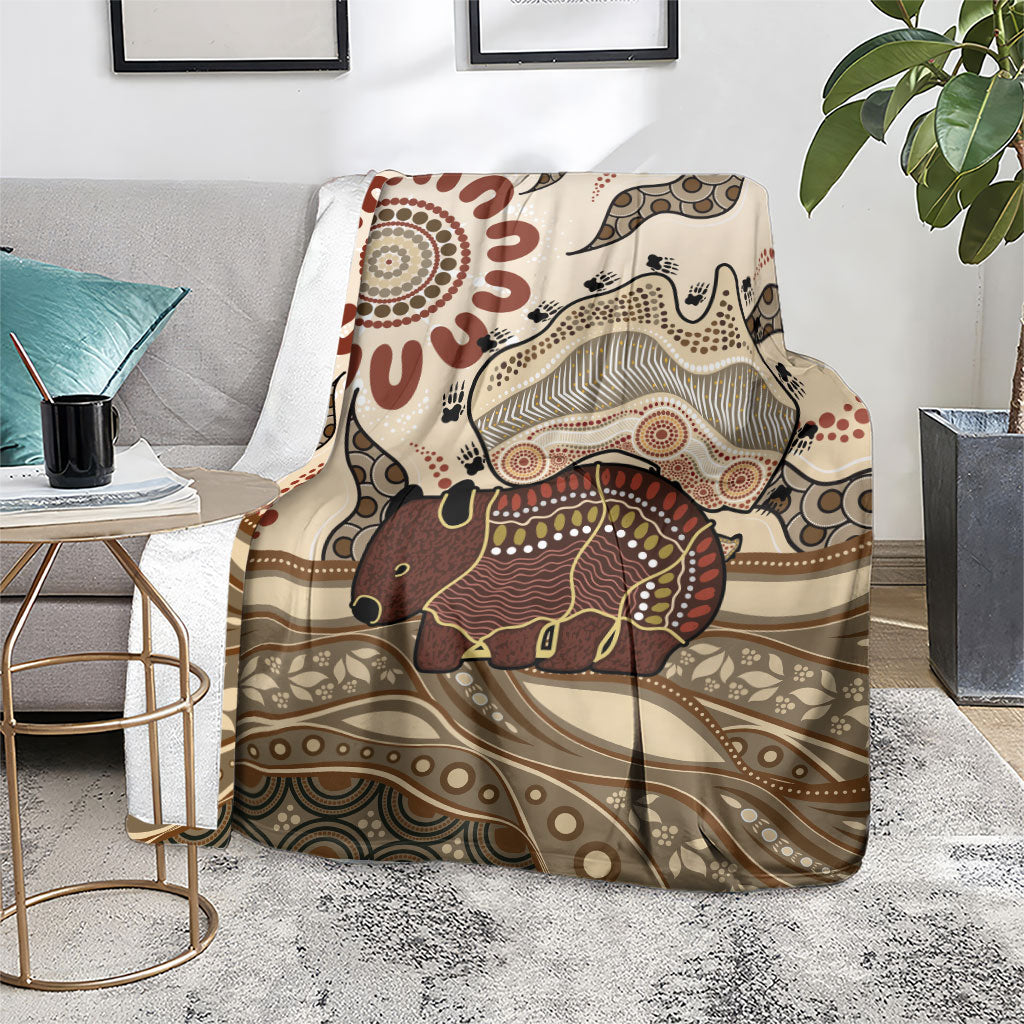 Australia Wombat Blanket Aussie Map Aboriginal Pattern
