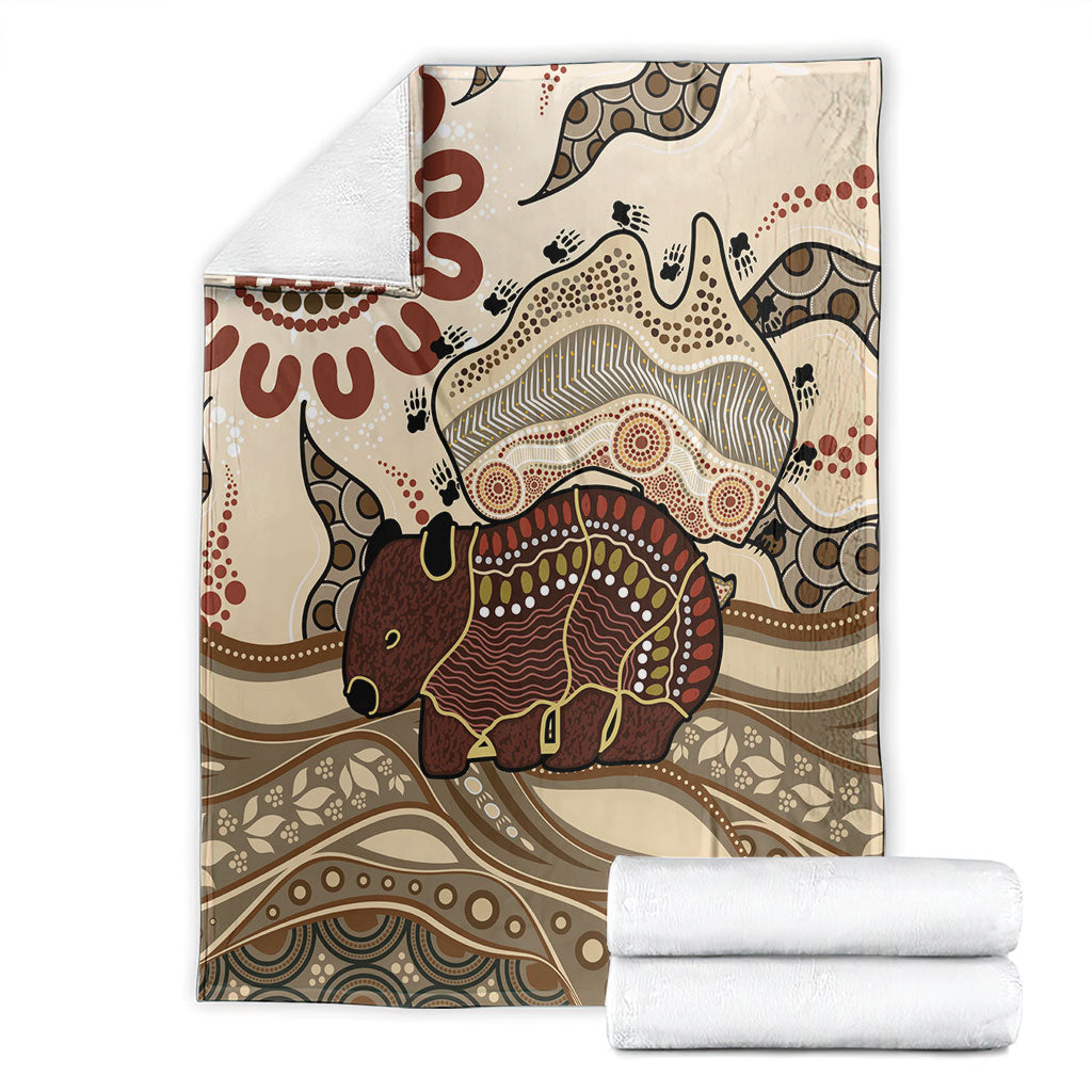 Australia Wombat Blanket Aussie Map Aboriginal Pattern