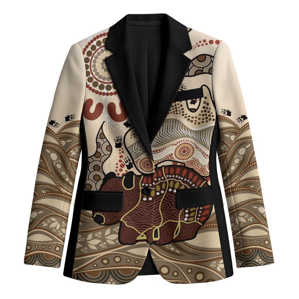 Australia Wombat Blazer Aussie Map Aboriginal Pattern
