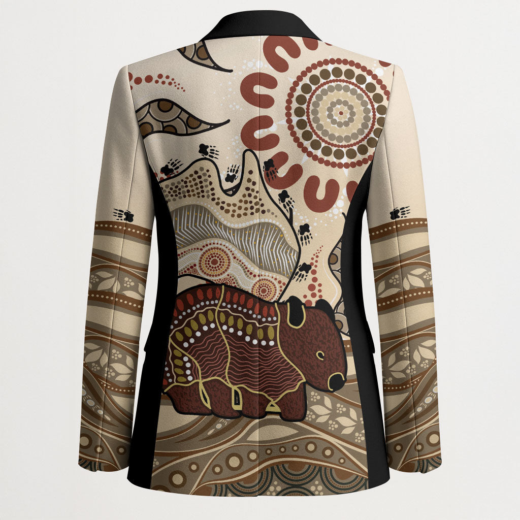 Australia Wombat Blazer Aussie Map Aboriginal Pattern