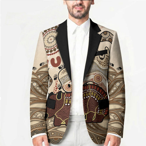 Australia Wombat Blazer Aussie Map Aboriginal Pattern