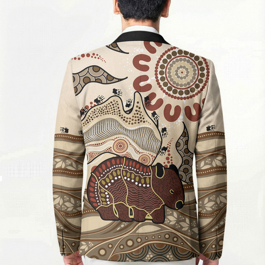 Australia Wombat Blazer Aussie Map Aboriginal Pattern