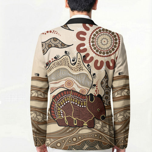 Australia Wombat Blazer Aussie Map Aboriginal Pattern