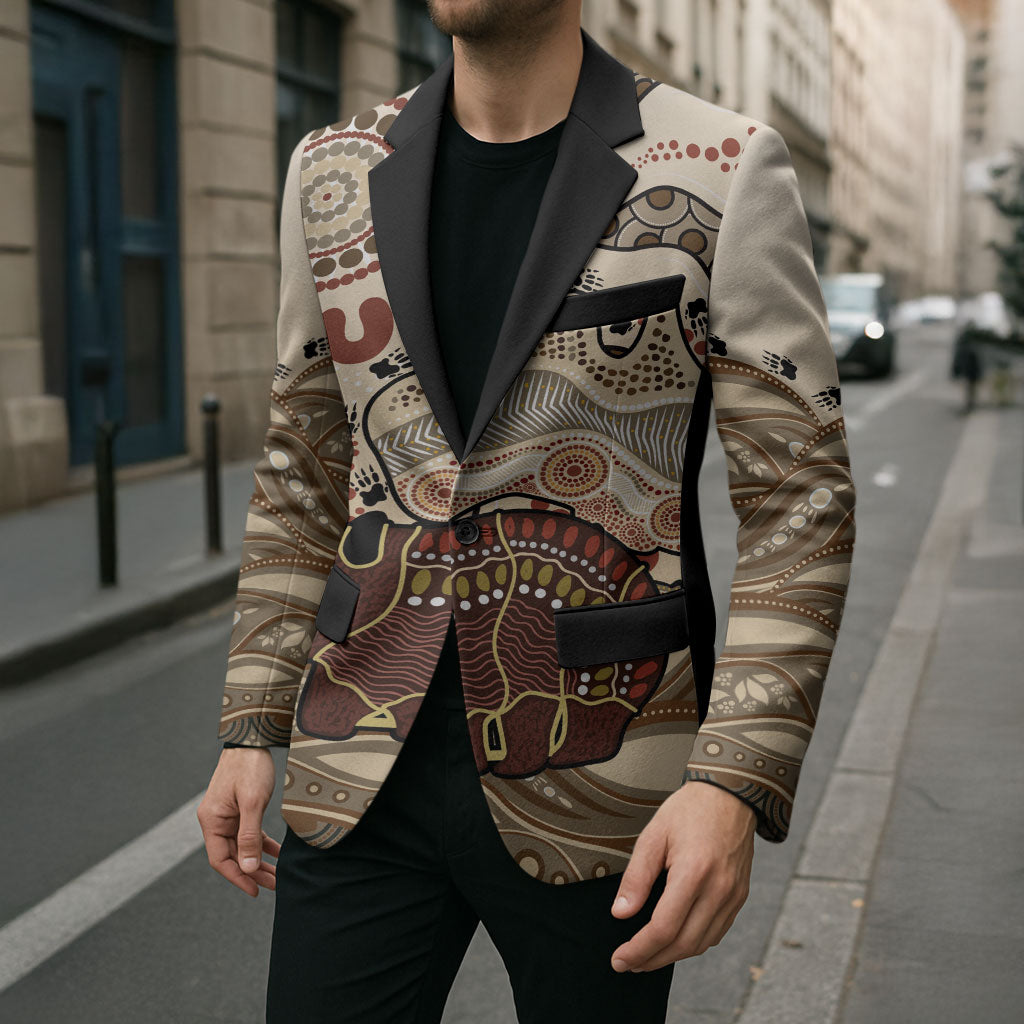 Australia Wombat Blazer Aussie Map Aboriginal Pattern