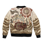 Australia Wombat Bomber Jacket Aussie Map Aboriginal Pattern
