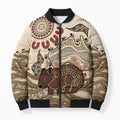 Australia Wombat Bomber Puffer Jacket Aussie Map Aboriginal Pattern