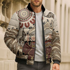 Australia Wombat Bomber Puffer Jacket Aussie Map Aboriginal Pattern