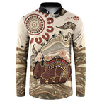 Australia Wombat Button Sweatshirt Aussie Map Aboriginal Pattern