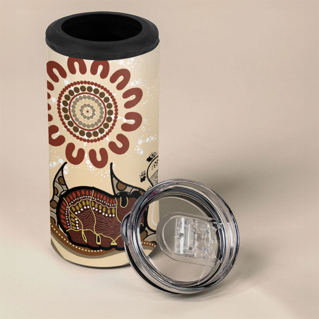Australia Wombat 4 in 1 Can Cooler Tumbler Aussie Map Aboriginal Pattern