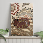 Australia Wombat Canvas Wall Art Aussie Map Aboriginal Pattern