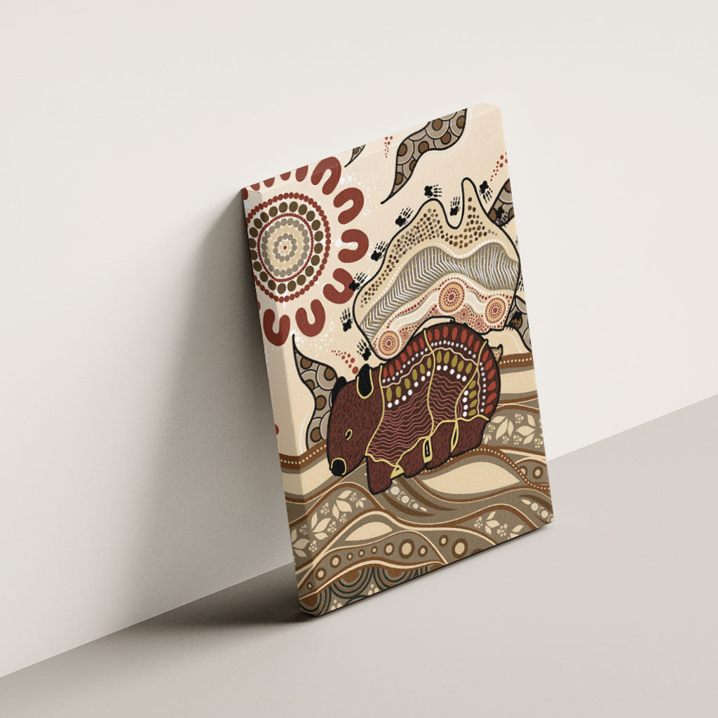 Australia Wombat Canvas Wall Art Aussie Map Aboriginal Pattern