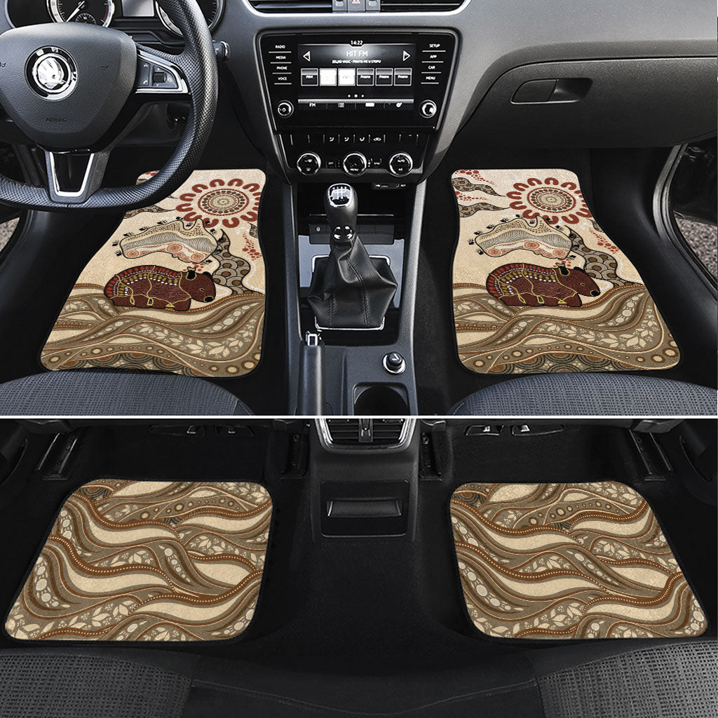 Australia Wombat Car Mats Aussie Map Aboriginal Pattern