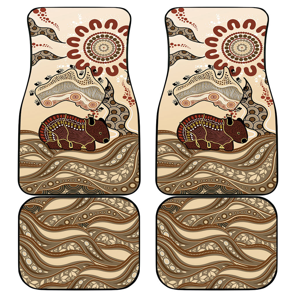 Australia Wombat Car Mats Aussie Map Aboriginal Pattern