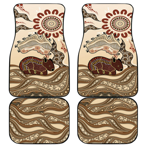 Australia Wombat Car Mats Aussie Map Aboriginal Pattern