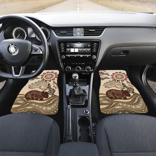 Australia Wombat Car Mats Aussie Map Aboriginal Pattern