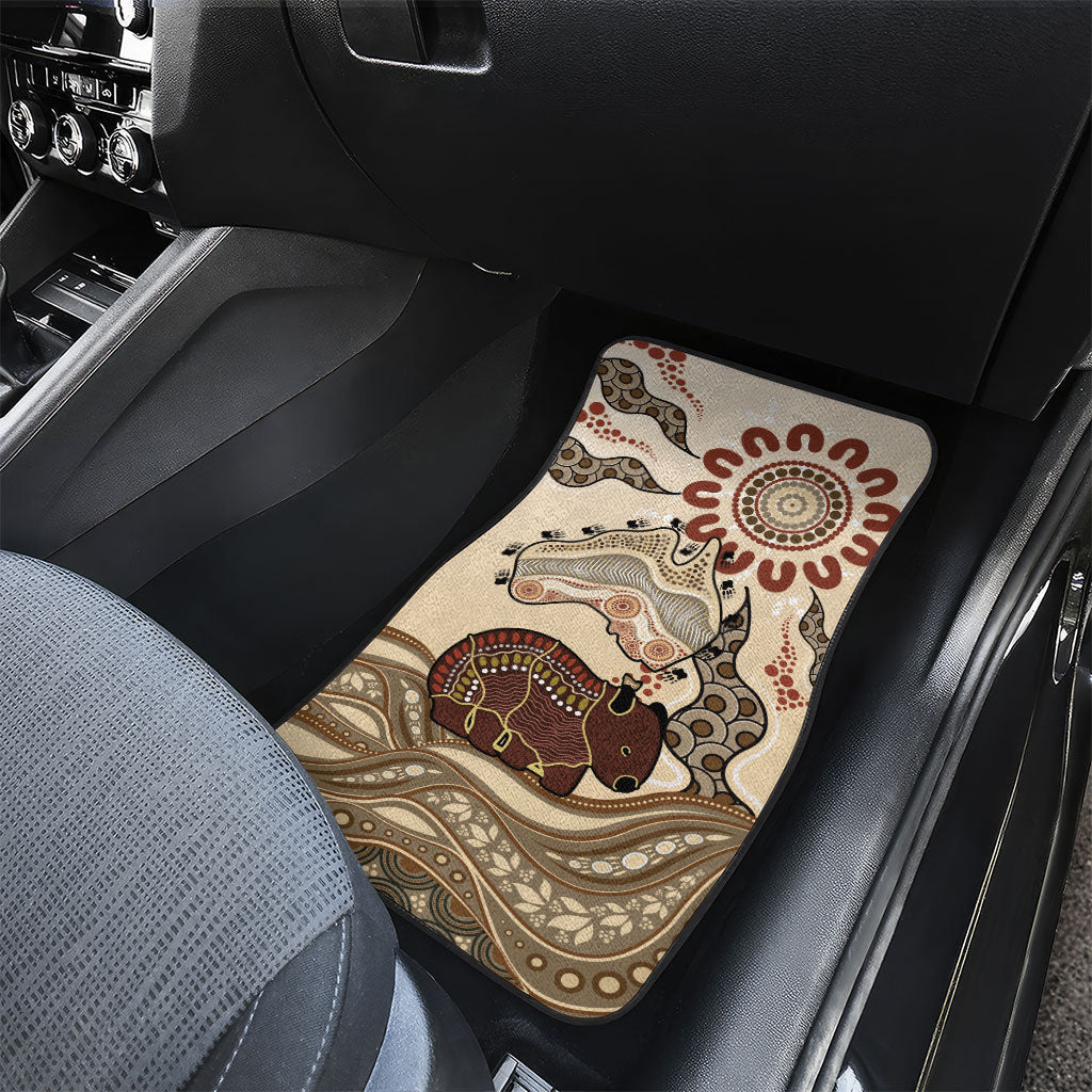 Australia Wombat Car Mats Aussie Map Aboriginal Pattern