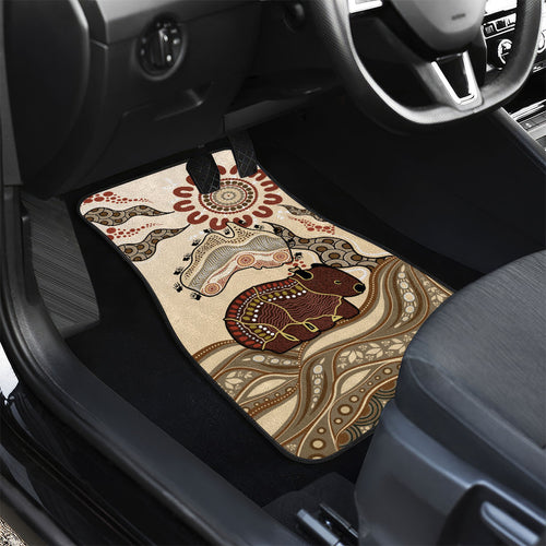 Australia Wombat Car Mats Aussie Map Aboriginal Pattern