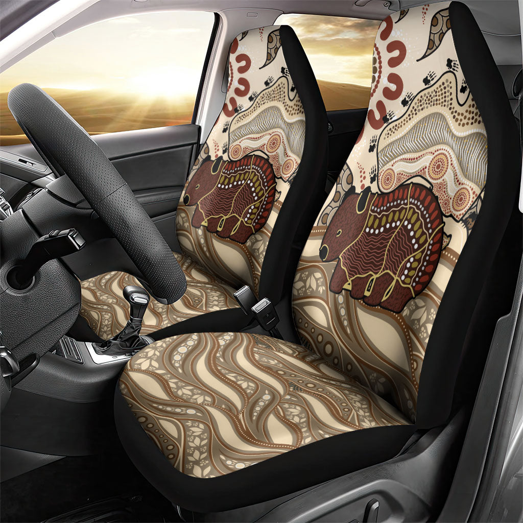 Australia Wombat Car Seat Cover Aussie Map Aboriginal Pattern