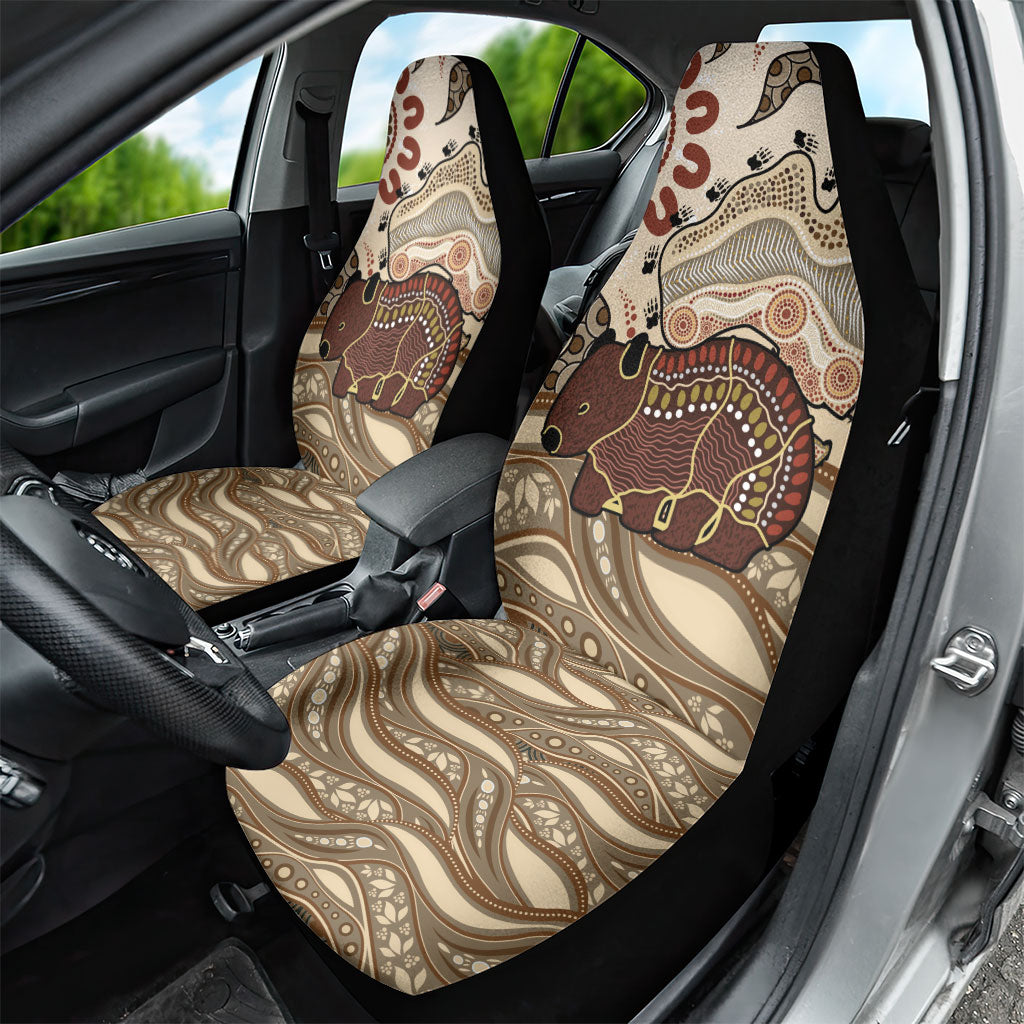Australia Wombat Car Seat Cover Aussie Map Aboriginal Pattern