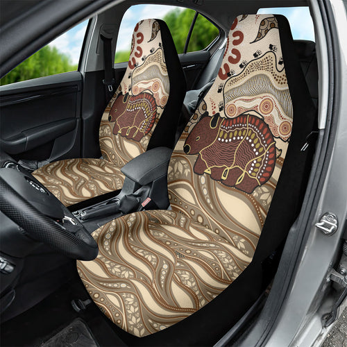 Australia Wombat Car Seat Cover Aussie Map Aboriginal Pattern