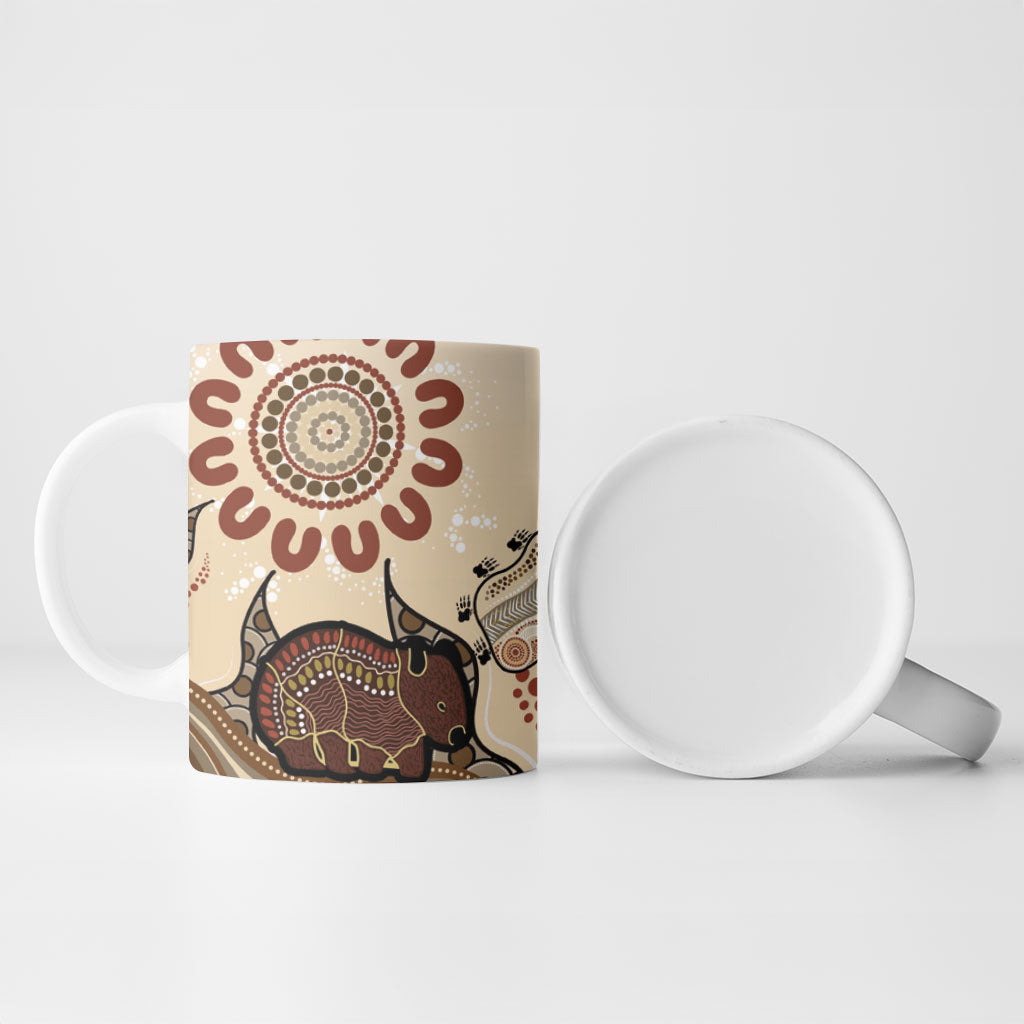 Australia Wombat Ceramic Mug Aussie Map Aboriginal Pattern