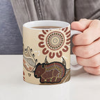 Australia Wombat Ceramic Mug Aussie Map Aboriginal Pattern